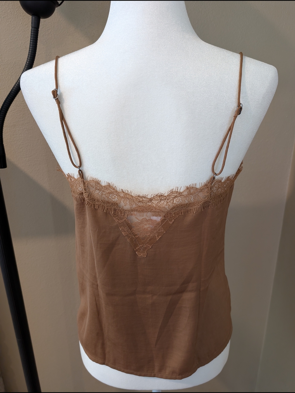 NWT Banana Republic Brown Lace-Trim Silk Cami - Picture 4 of 7